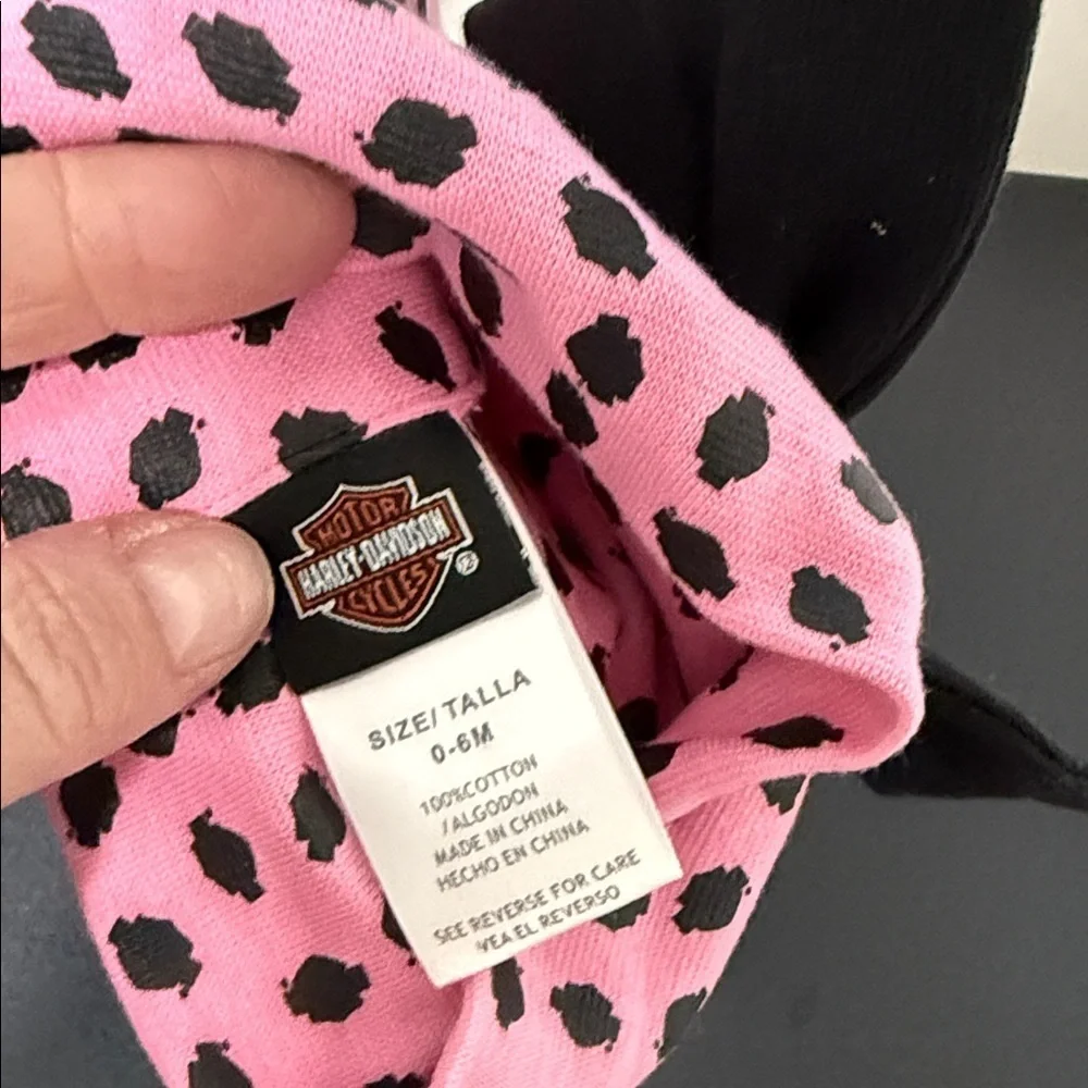 Harley-Davidson Kids Pink and Black Polka Dot Hat